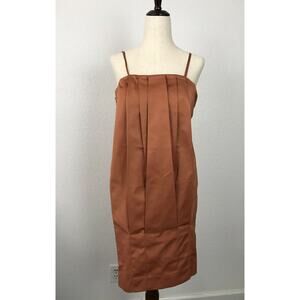 Max Azria Pleated Bodycon Tank Dress Rust